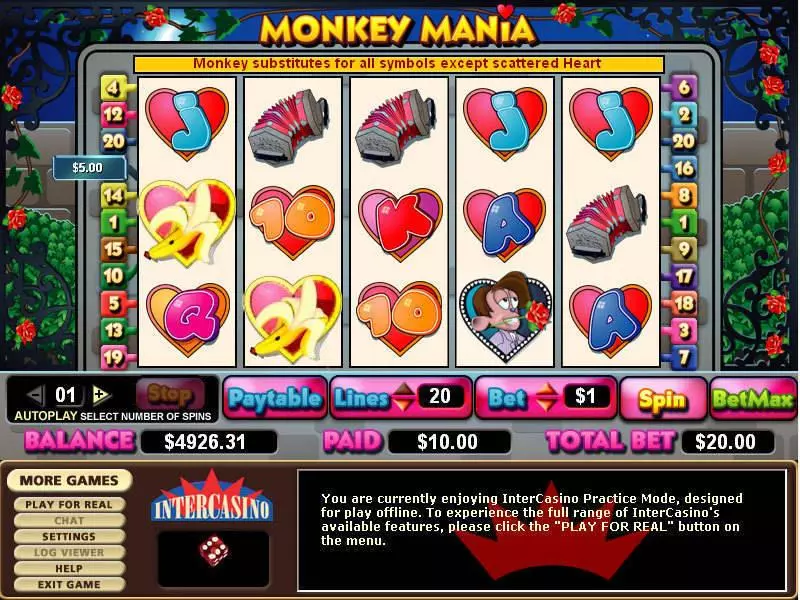 Main Screen Reels - CryptoLogic Monkey Mania Slot