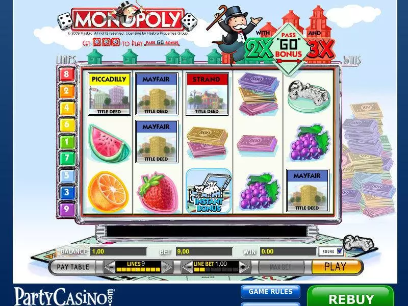 Main Screen Reels - IGT Monopoly Slot