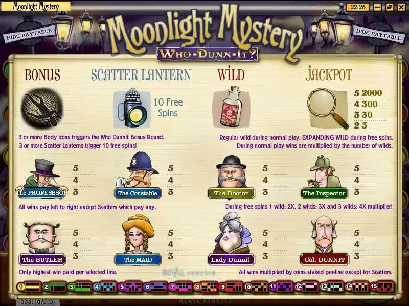 Info and Rules - Rival Moonlight Mystery Slot