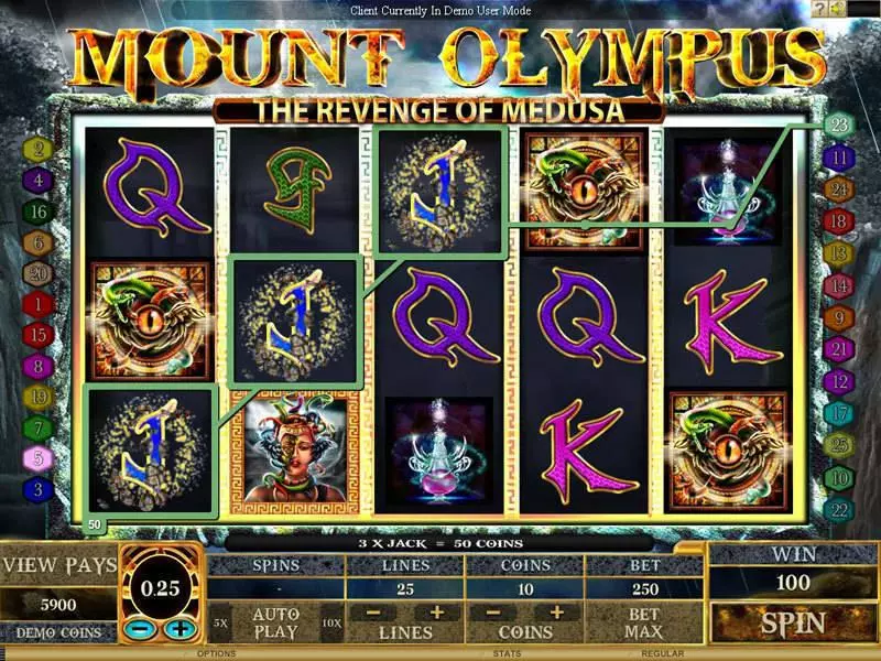 Main Screen Reels - Genesis Mount Olympus - Revenge of Medusa Slot