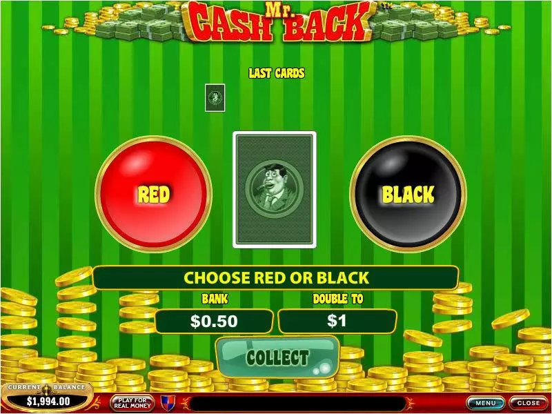 Gamble Screen - PlayTech Mr. Cashback Slot