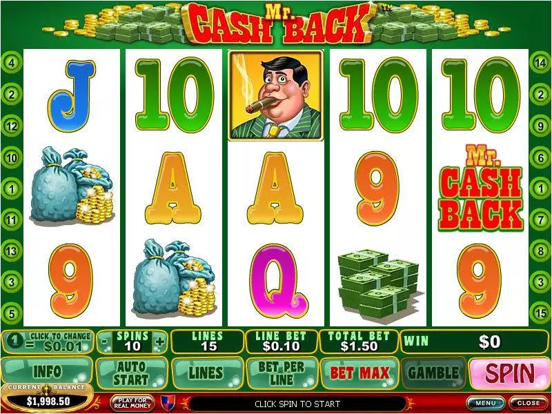 Main Screen Reels - PlayTech Mr. Cashback Slot