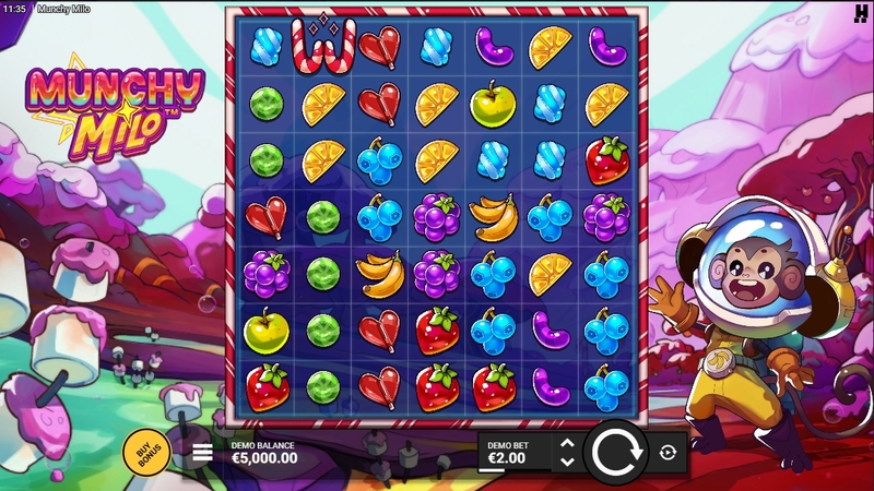 Main Screen Reels - Hacksaw Gaming Munchy Milo Slot