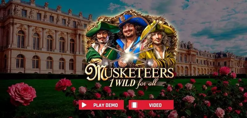 Introduction Screen - Red Rake Gaming Musketeers 1 Wild for All Slot