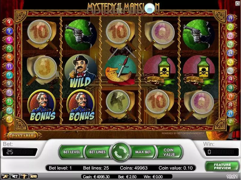Main Screen Reels - NetEnt Mystery at the Mansion Slot