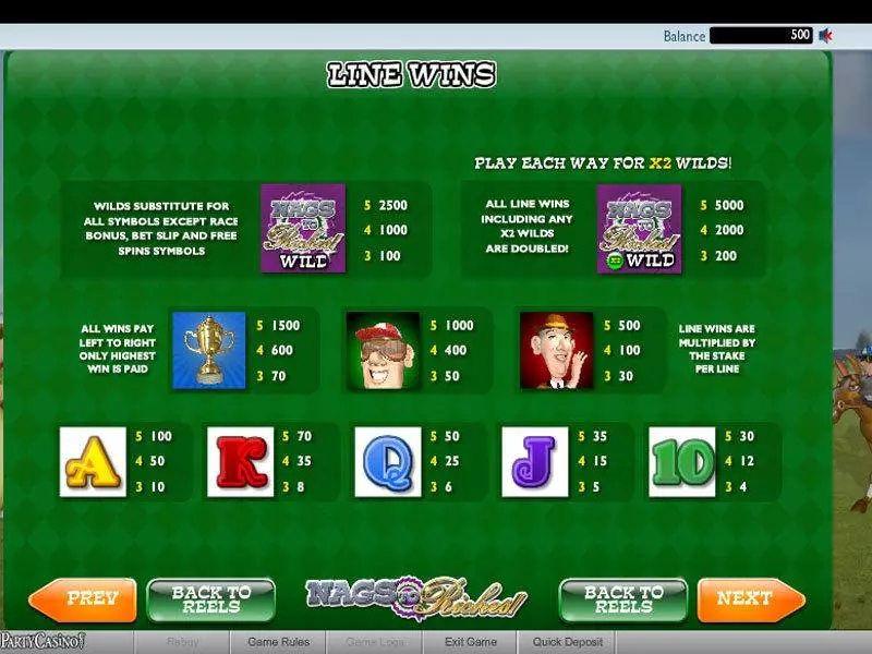 Info and Rules - Ash Gaming Nags to Riches Slot