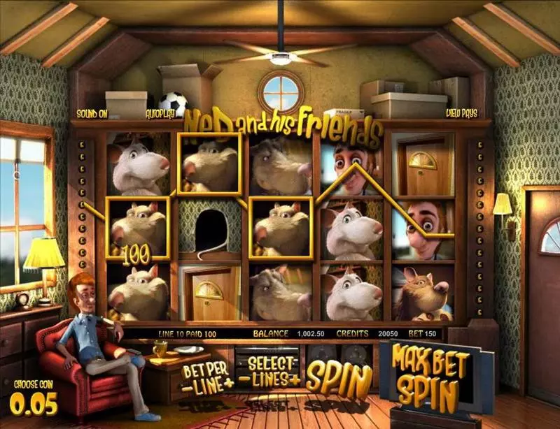 Main Screen Reels - BetSoft Ned and his Friends Slot