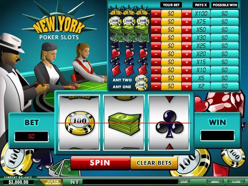 Main Screen Reels - PlayTech New York Poker Slot