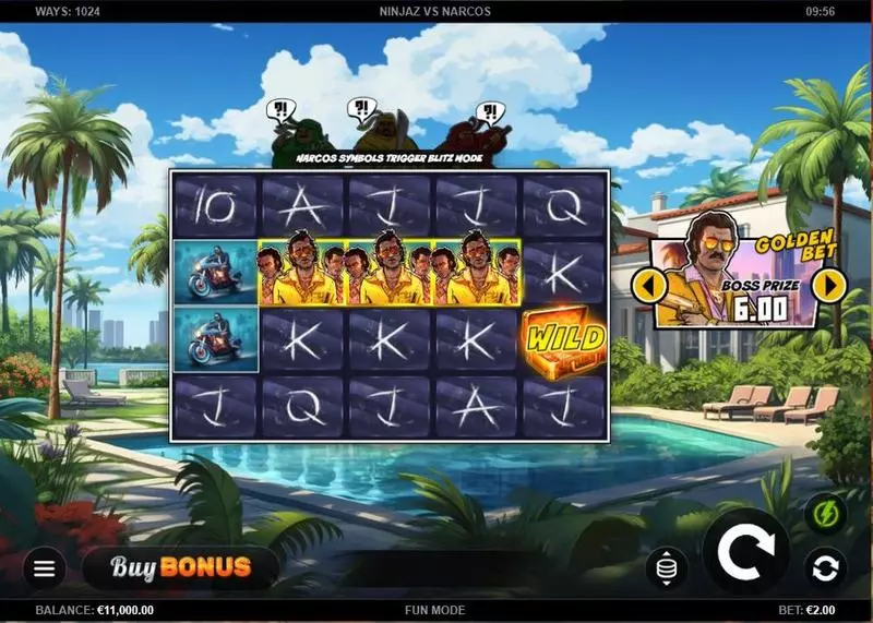 Main Screen Reels - Kalamba Games Ninjaz vs Narcos Slot