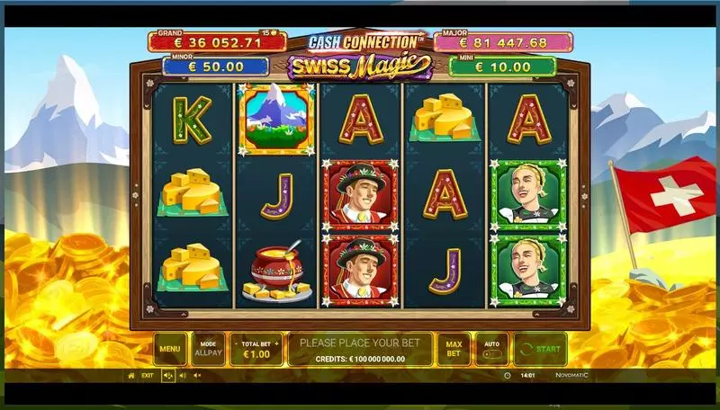 Main Screen Reels - Greentube NovoSDK Cash Connection - Swiss Magic Slot