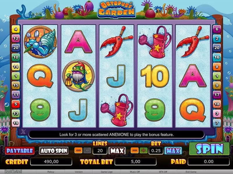 Main Screen Reels - bwin.party Octopus's Garden Slot