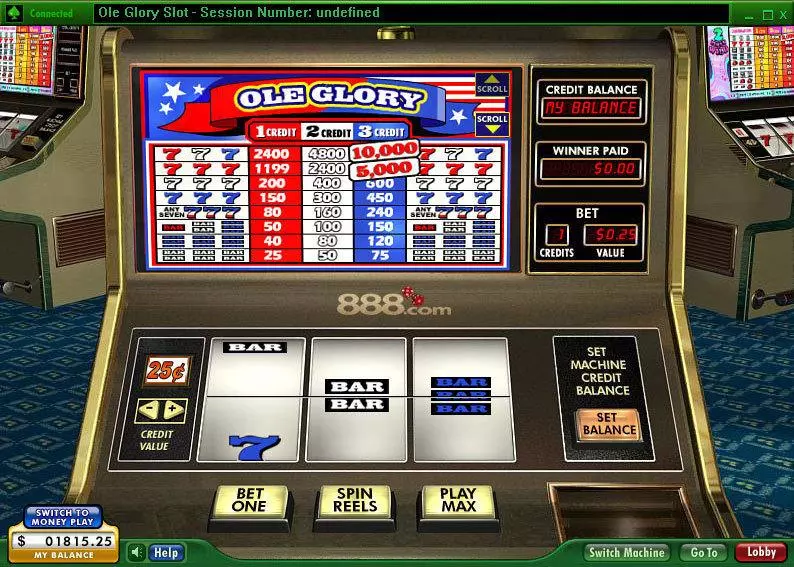 Main Screen Reels - 888 Ole Glory Slot