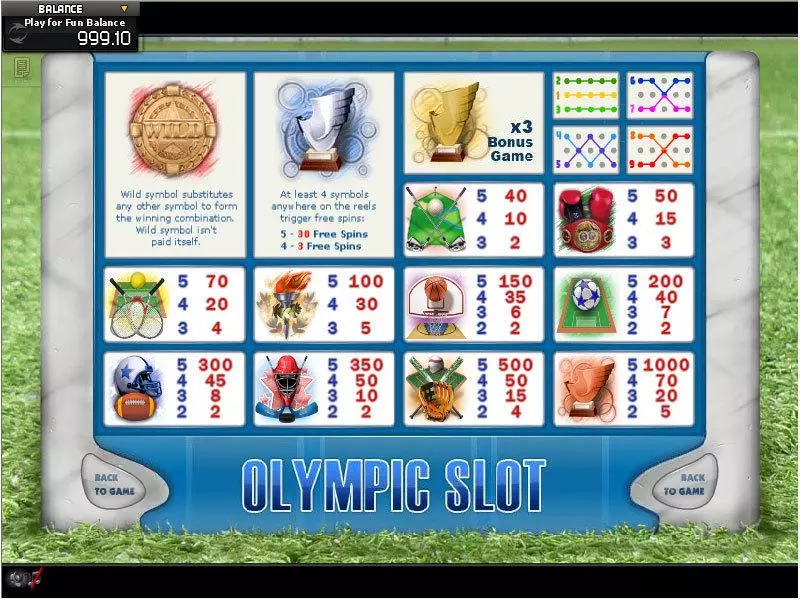 Info and Rules - GamesOS Olympic Slot
