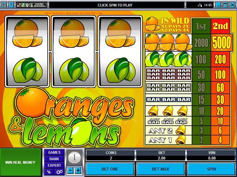 Main Screen Reels - Microgaming Oranges and Lemons Slot