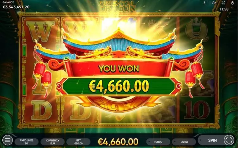 Winning Screenshot - Endorphina Oriental Dragon Slot