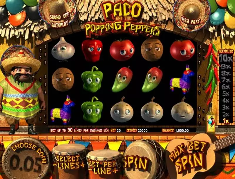 Main Screen Reels - BetSoft Paco & P. Peppers Slot