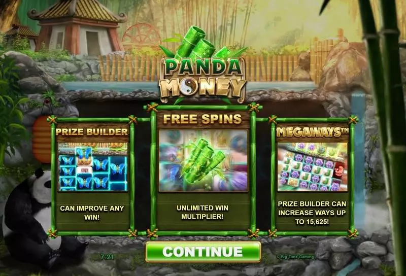 Introduction Screen - Big Time Gaming Panda Money Slot