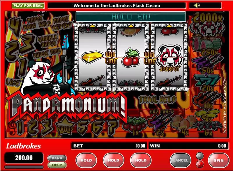 Main Screen Reels - Microgaming Pandamonium Slot