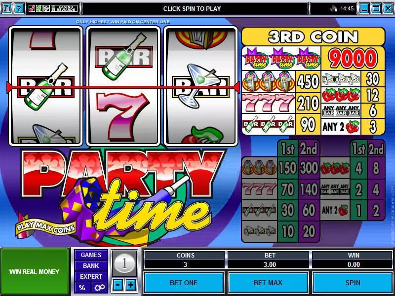 Main Screen Reels - Microgaming Party Time Slot