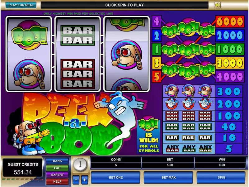 Main Screen Reels - Microgaming Peek-A-Boo Slot