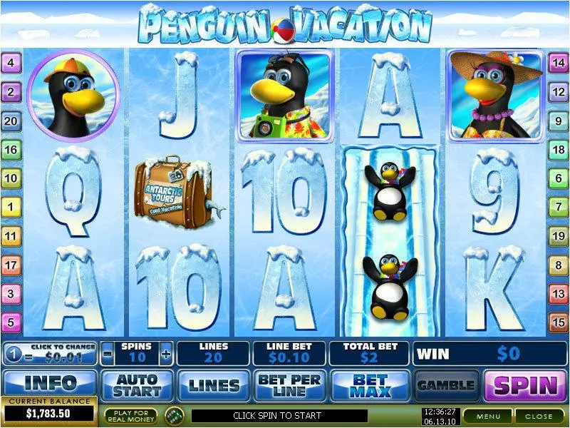 Main Screen Reels - PlayTech Penguin Vacation Slot