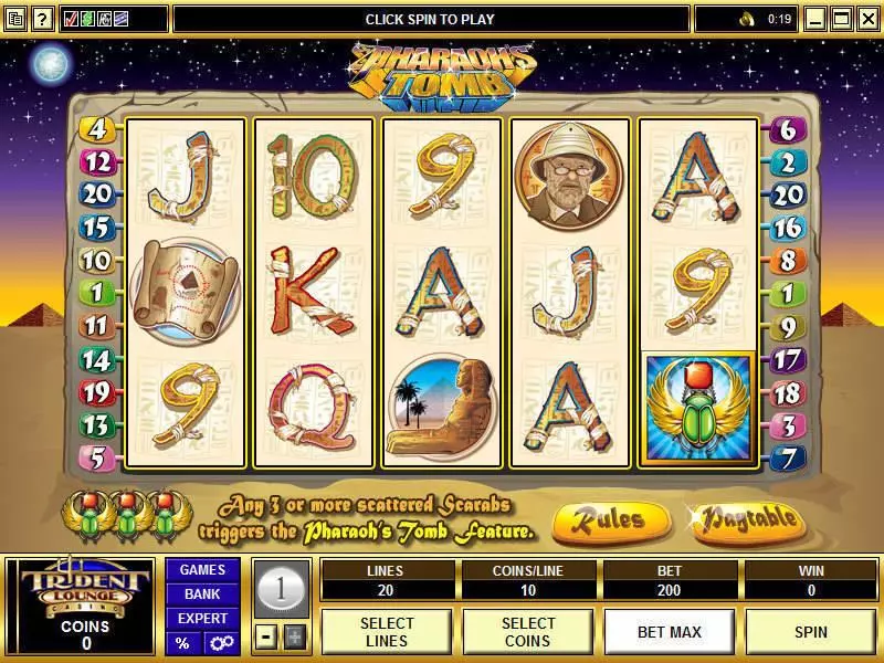 Main Screen Reels - Microgaming Pharaoh's Tomb Slot