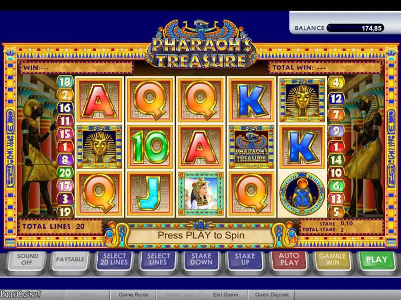 Main Screen Reels - bwin.party Pharaoh's Treasure Slot
