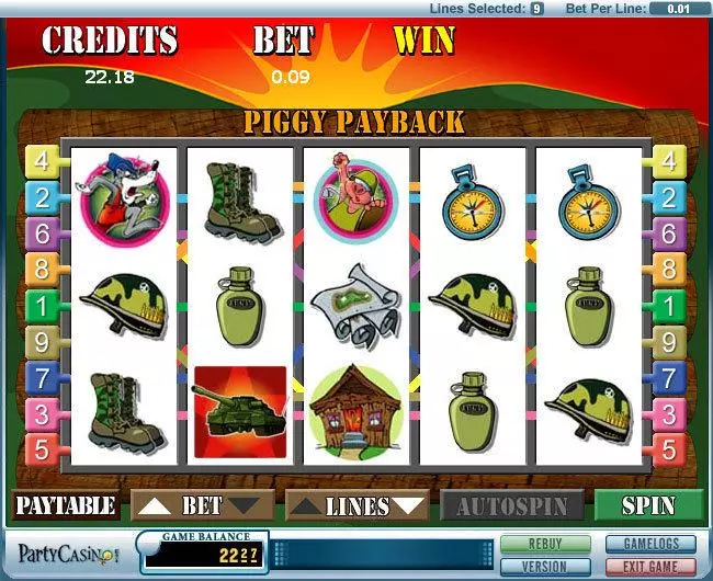 Main Screen Reels - bwin.party Piggy Payback Slot