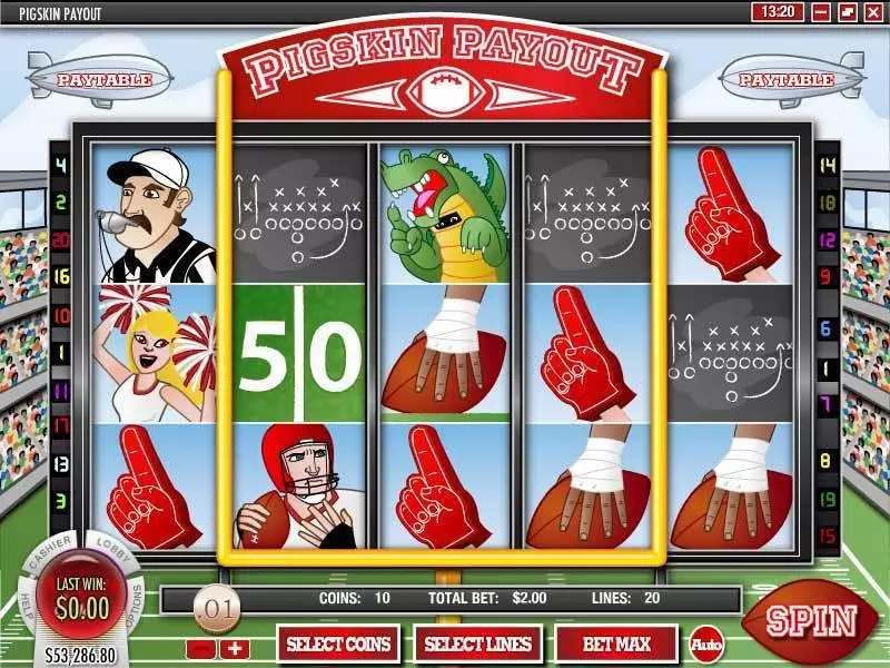Main Screen Reels - Rival Pigskin Payout Slot
