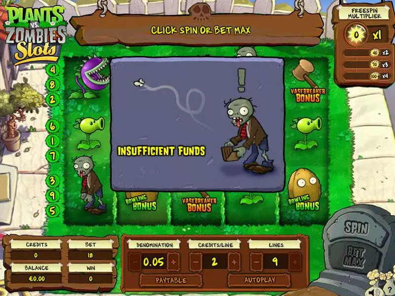 Main Screen Reels - GTECH Plants vs. Zombies Slot