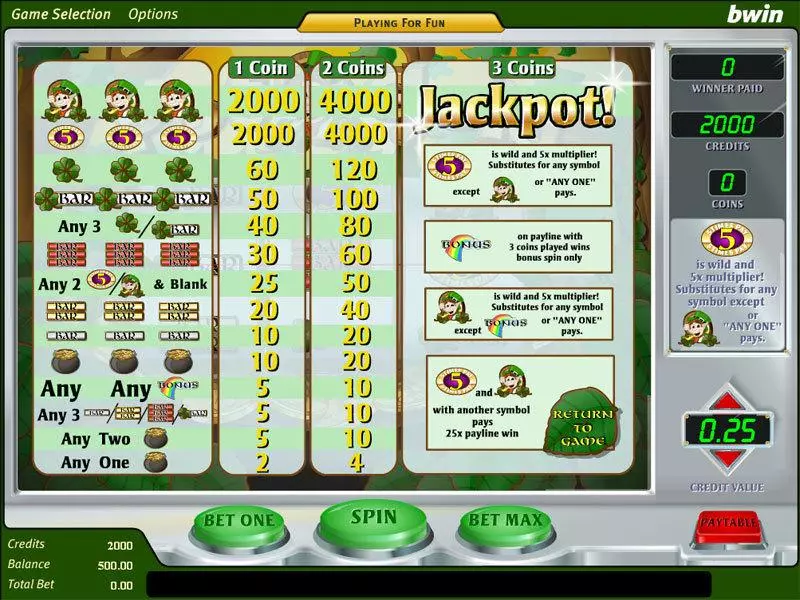 Info and Rules - Amaya Pot O' Gold Slot