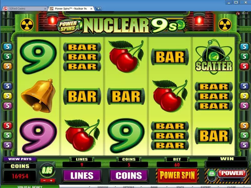 Main Screen Reels - Microgaming Power Spins - Nuclear 9's Slot