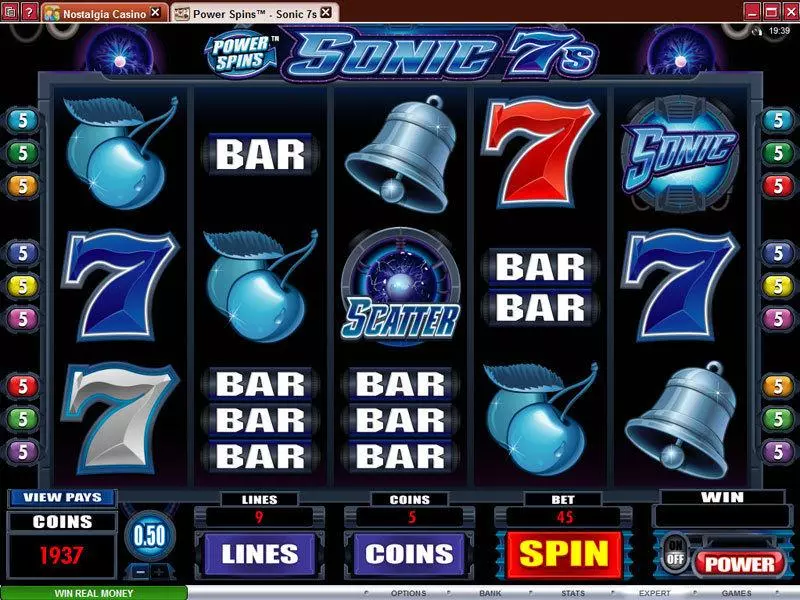 Main Screen Reels - Microgaming Power Spins - Sonic 7's Slot