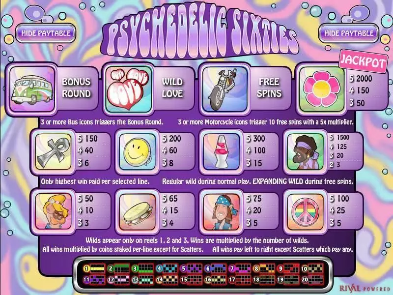Info and Rules - Rival Psychedelic Sixties Slot