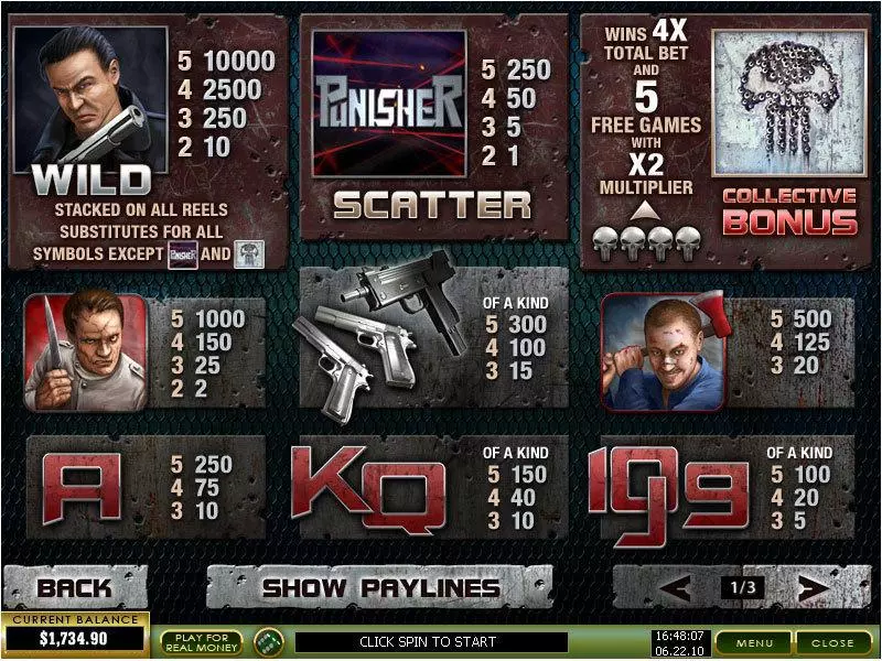 Info and Rules - PlayTech Punisher War Zone Slot