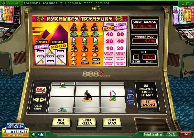 Main Screen Reels - 888 Pyramid's Treasure Slot