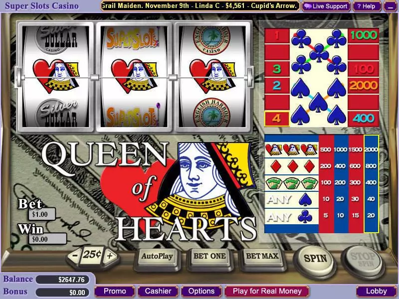 Main Screen Reels - Vegas Technology Queen of Hearts Slot