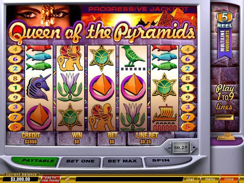 Main Screen Reels - PlayTech Queen of Pyramids Slot