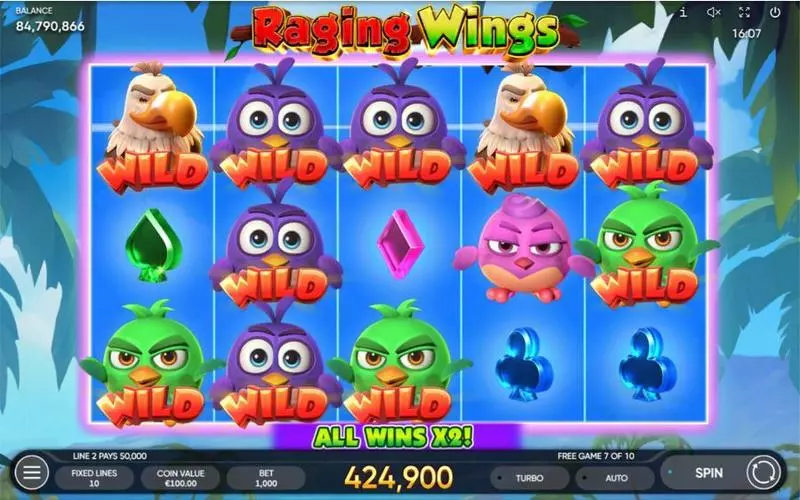 Main Screen Reels - Endorphina Raging Wings Slot