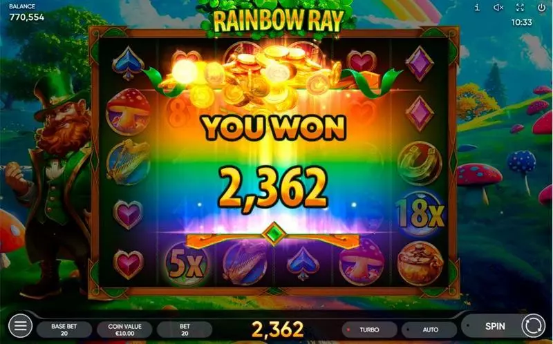 Winning Screenshot - Endorphina Rainbow Ray Slot