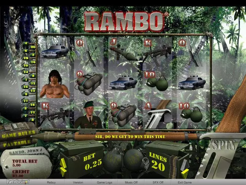 Main Screen Reels - bwin.party Rambo Slot