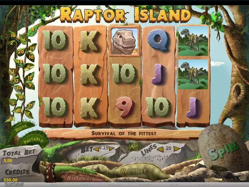 Main Screen Reels - bwin.party Raptor Island Slot