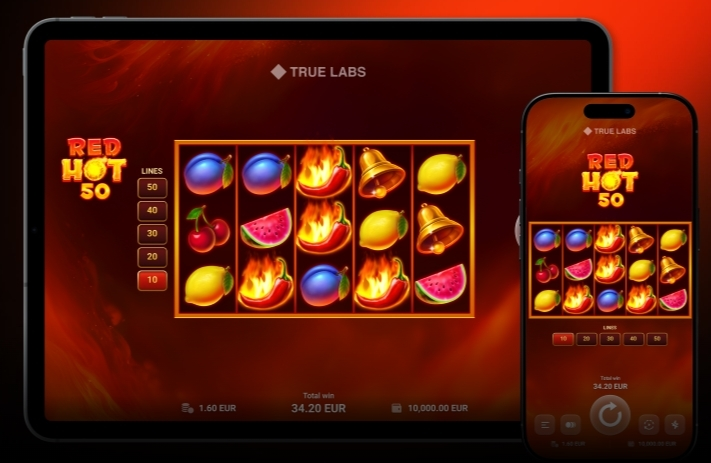 Introduction Screen - TrueLab Games Red Hot 50 Slot