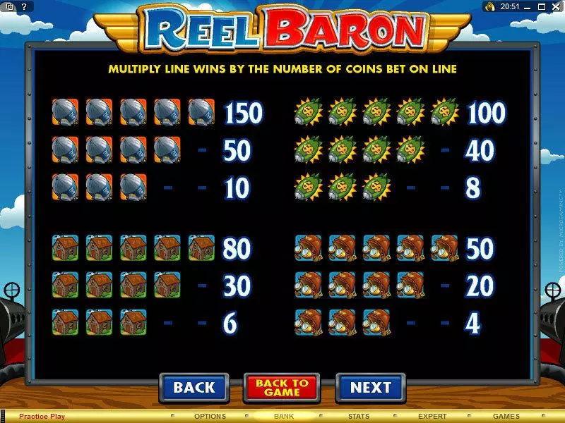 Info and Rules - Microgaming Reel Baron Slot