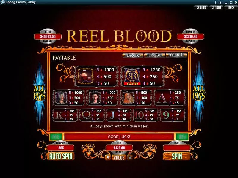 Info and Rules - RTG Reel Blood Slot