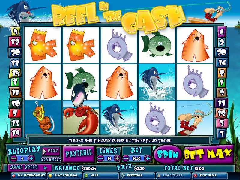 Main Screen Reels - CryptoLogic Reel in the Cash 20 Lines Slot