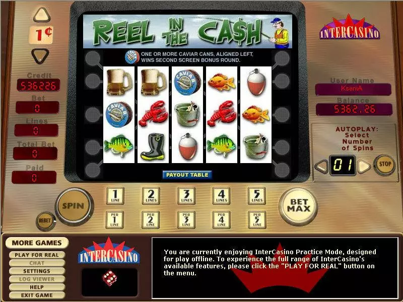 Main Screen Reels - CryptoLogic Reel in the Cash 5 Lines Slot