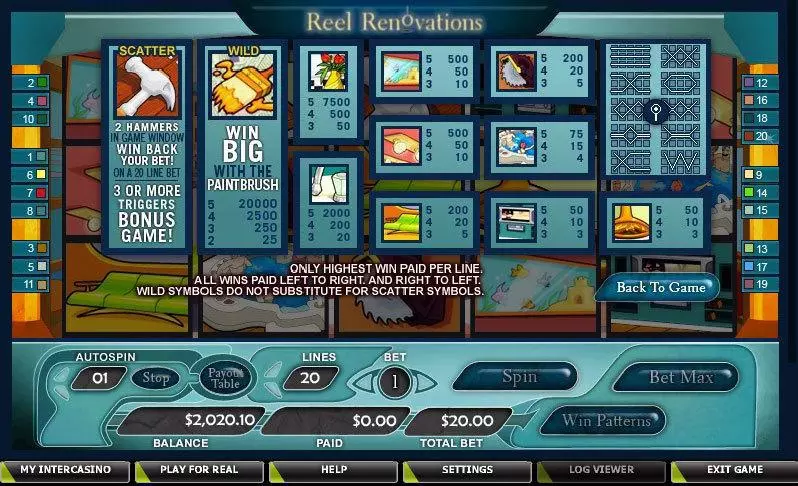 Info and Rules - CryptoLogic Reel Renovations Slot