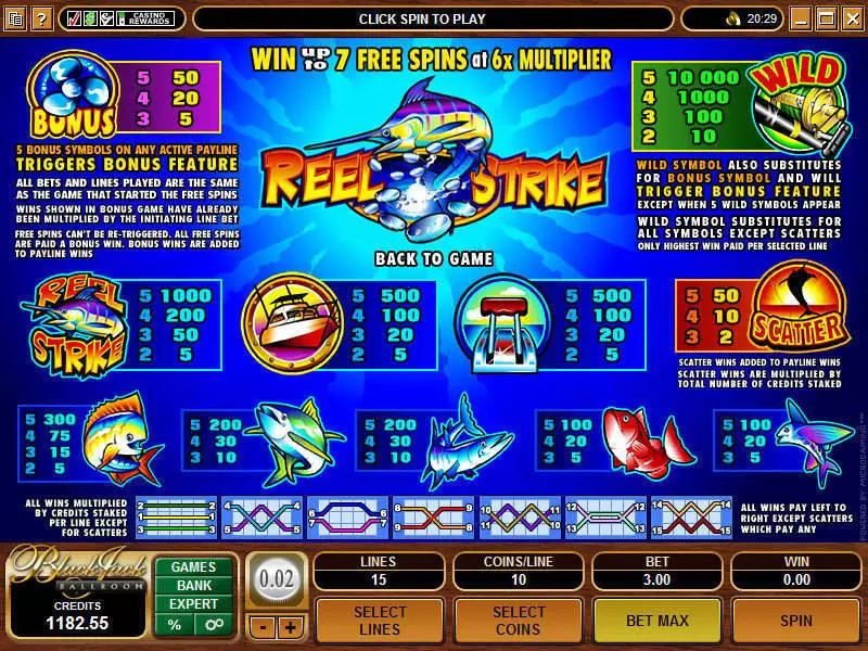 Info and Rules - Microgaming Reel Strike Slot