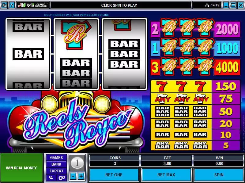 Main Screen Reels - Microgaming Reels Royce Slot